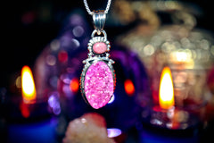 Pink pendant spell magick amulet spell genie necklace