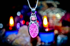 Pink gemstone pendant spell magick amulet