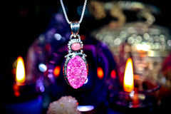 Pink quartzpendant spell magick amulet