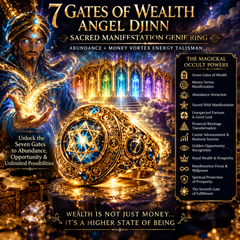 7 Gates of Wealth Angel Djinn Sacred Manifestation Genie Ring! Abundance + Money Vortex Energy Talisman!